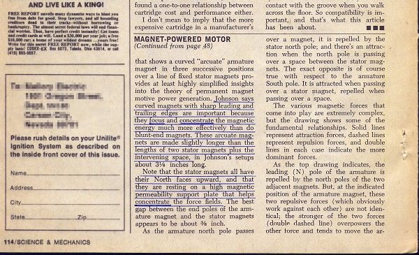Howard Johnson permanent magnet electric motor, page 114