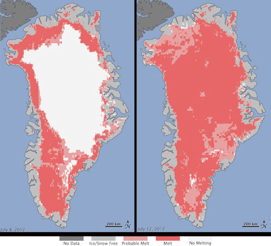 Greenland 2012 melted map
