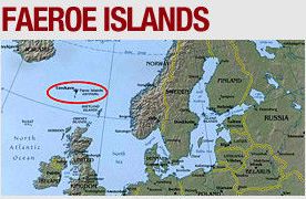 map locating Danish Faroe Islands